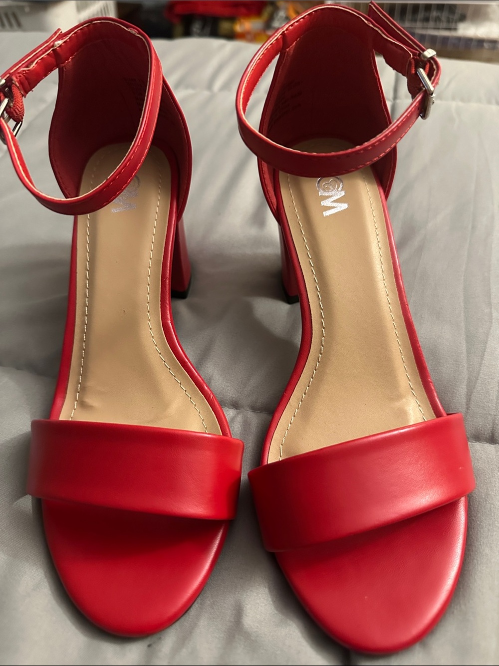 camilla & marc Red Ankle-Strap Block Heels